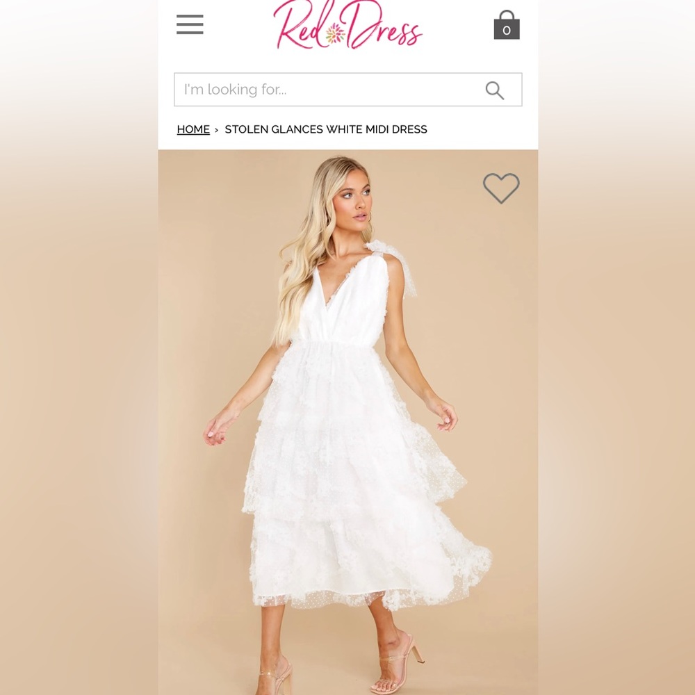 Red dress stolen glances white midi dress
